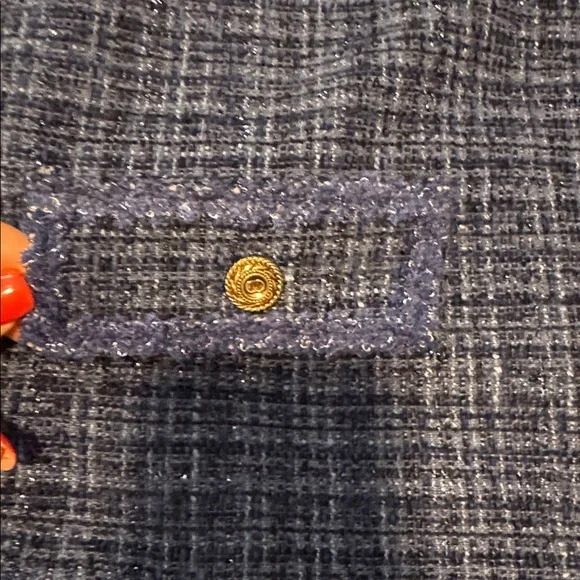 Kerri Rosenthal Navy Tweed Jacket with Red Heart Accent M - Picture 9 of 11